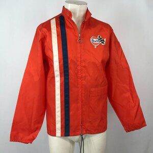 VINTAGE BONNER ~ MENS SMALL ~ORANGE FULL ZIP GULF OIL GAS BOMBER JACKET